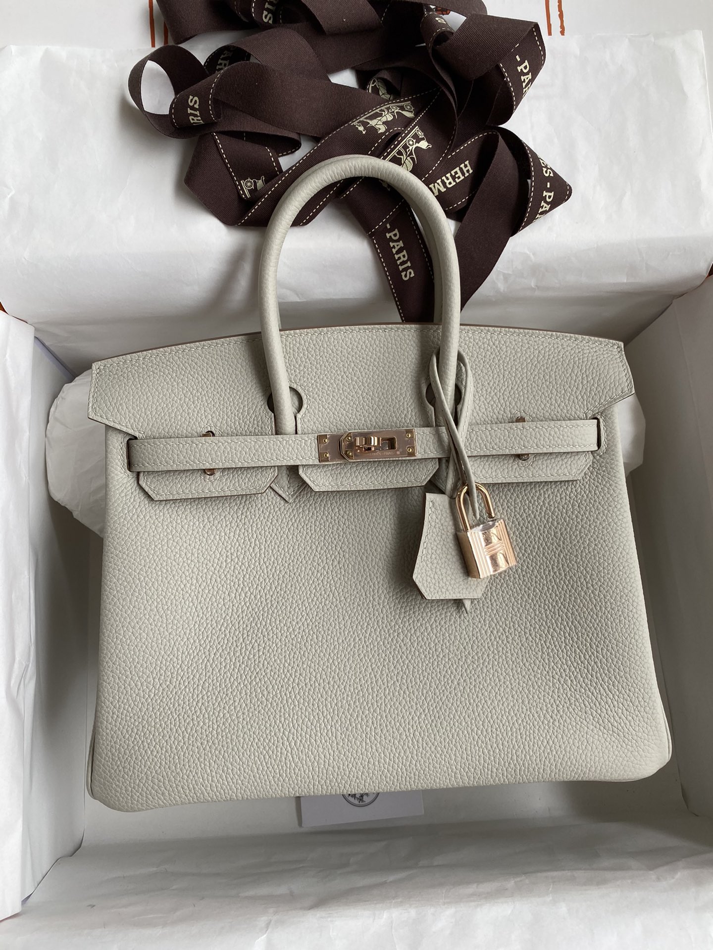 Hermes Birkin 25CM Togo Leather Handbag Blanc